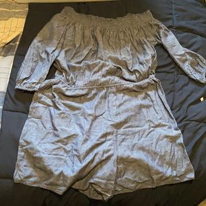 Off shoulder denim romper